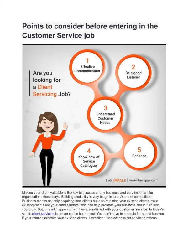Points to consider before entering in the Customer Service job