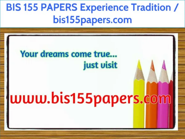 BIS 155 PAPERS Experience Tradition / bis155papers.com