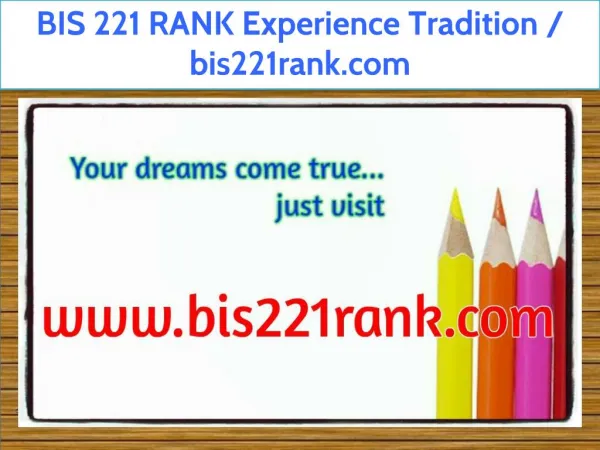 BIS 221 RANK Experience Tradition / bis221rank.com