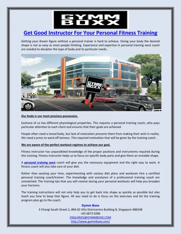 Get Good Instructor For Your Personal Fitness Training