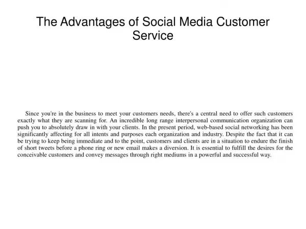 The Advantages of Social Media Customer Service