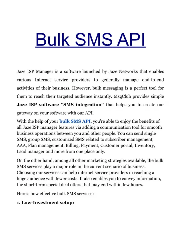 Incredible Benefits of Bulk SMS API