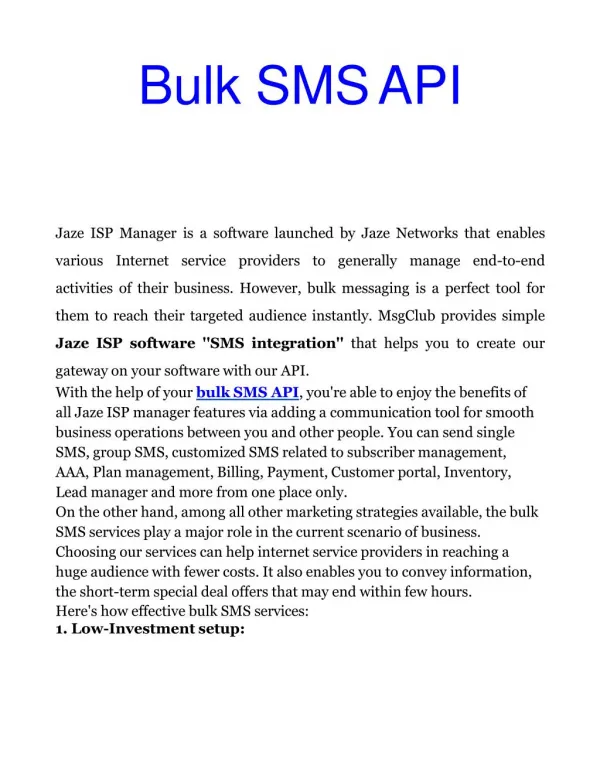 Benefits of Bulk SMS API in India
