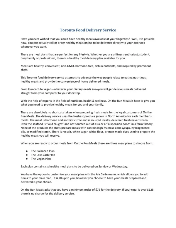 toronto food delivery service