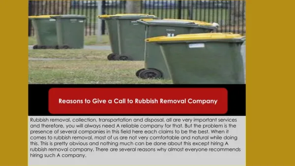Reasons to Give a Call to Rubbish Removal Company