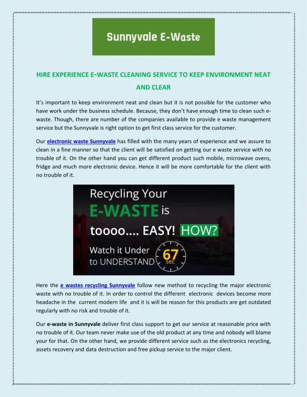 Hire experience e-waste cleaning service to keep environment neat and clean