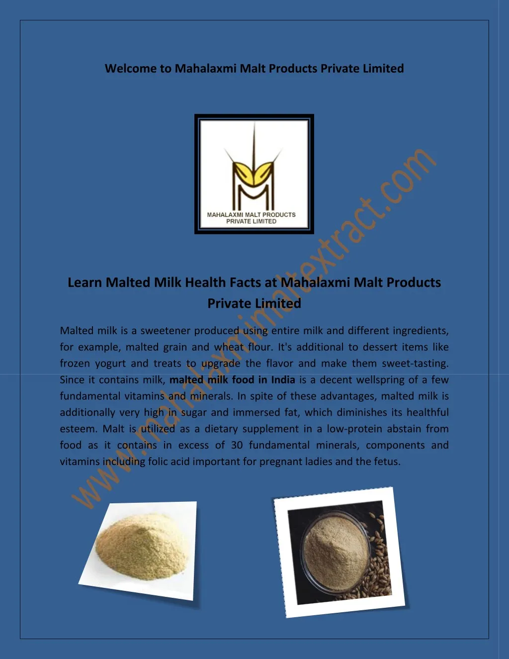 welcome to mahalaxmi malt products private limited