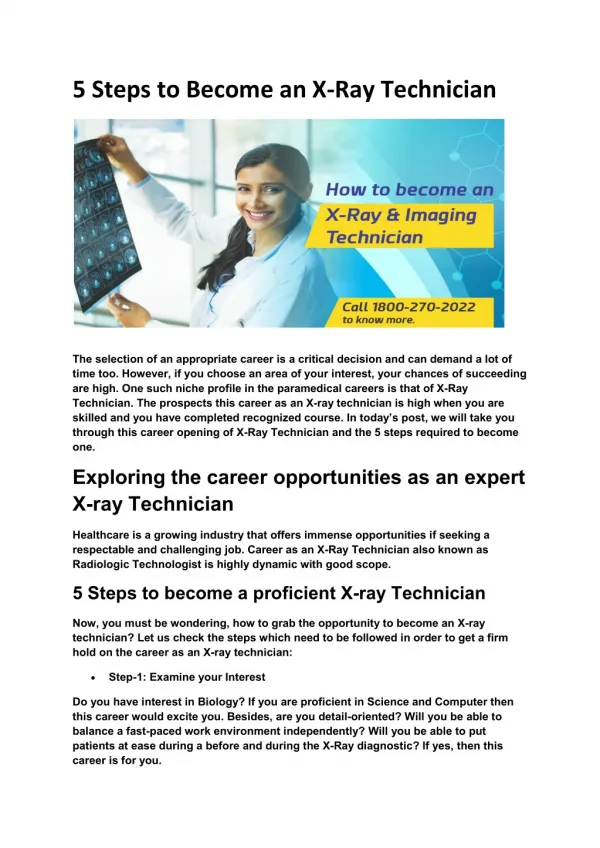 5 Steps to Become an X-Ray Technician