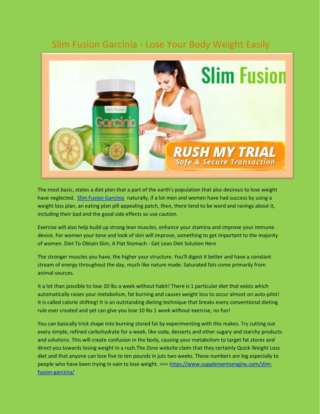 slim fusion garcinia lose your body weight easily