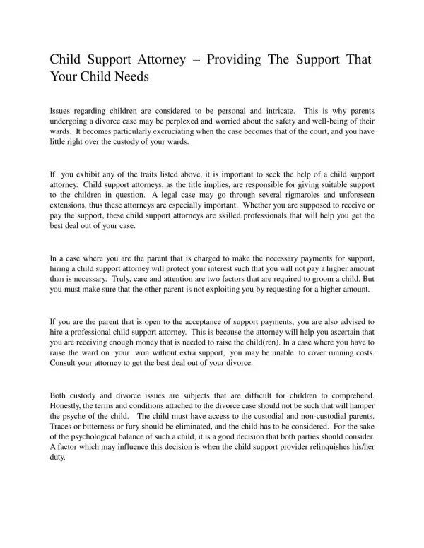 Child Support Attorney – Providing The Support That Your Child Needs