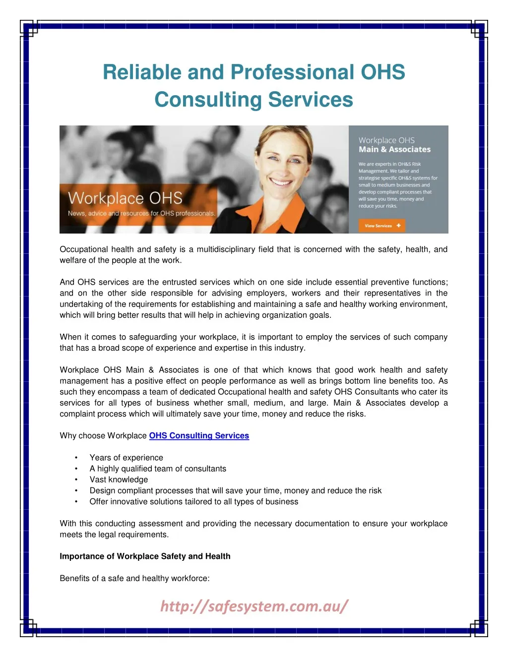 reliable and professional ohs consulting services
