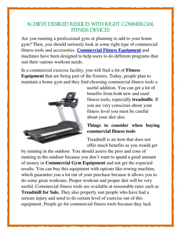 Achieve desired results with right commercial fitness devices