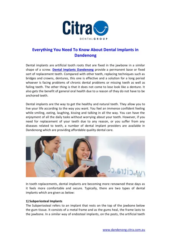 Dental Implants Dandenong | Citra Dandenong Dental