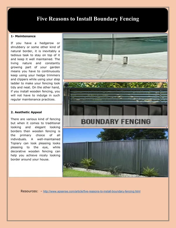 Five reasons to Install Boundary Fencing