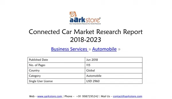 Connected Car Market Research Report 2018-2023 | Aarkstore