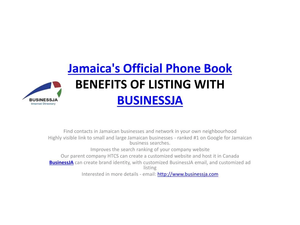 jamaica s official phone book benefits of listing with businessja