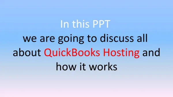 QuickBooks Hosting and how it works