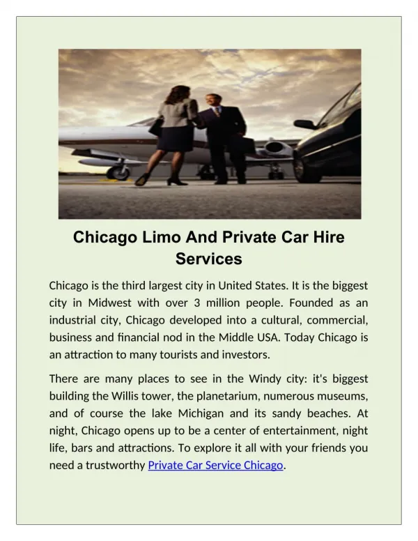 Book Limo and Airport Limousine Tour in Chicago