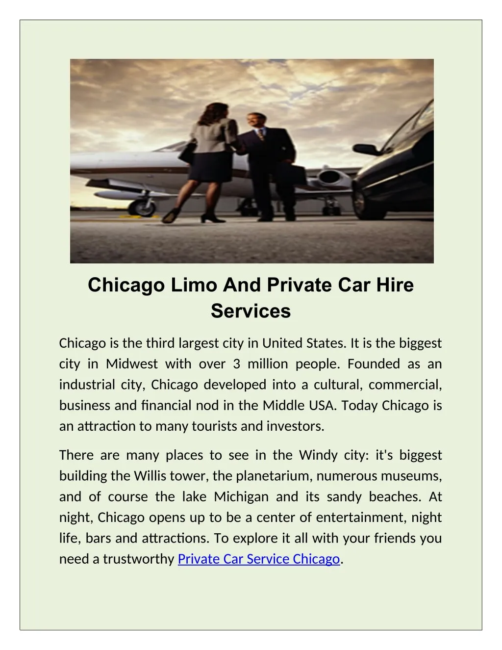chicago limo and private car hire services