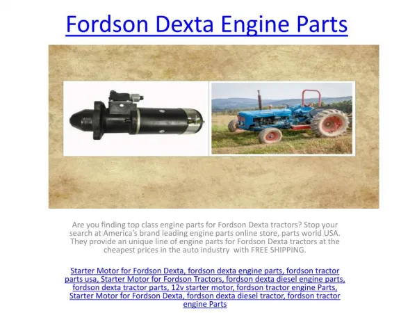 Buy Replacement Parts for Fordson Dexta Tractor