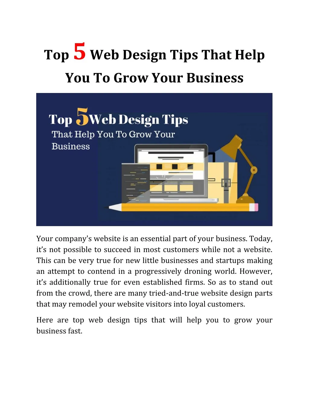 top 5 web design tips that help you to grow your