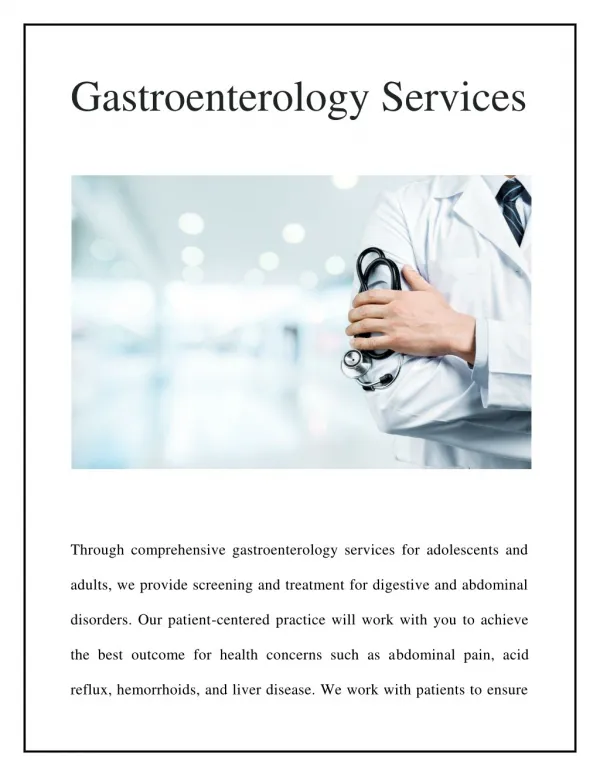 Gastroenterology Services - BATASH MEDICAL