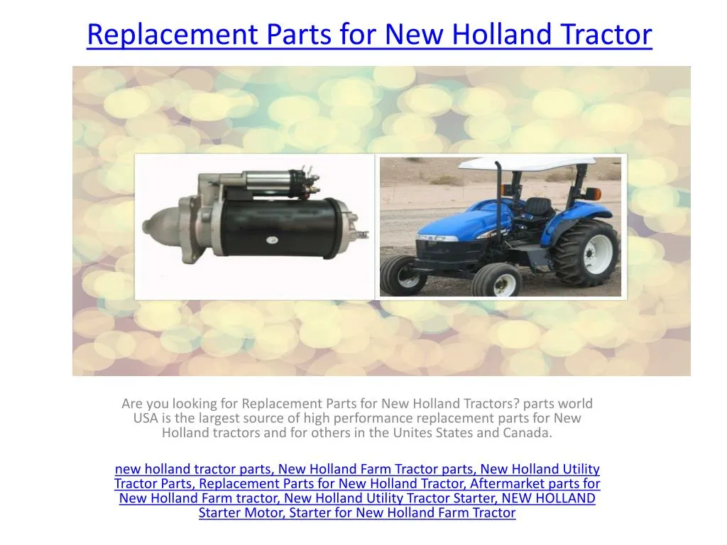 replacement parts for new holland tractor