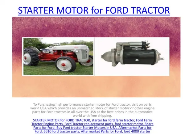 Buy Starter Motor