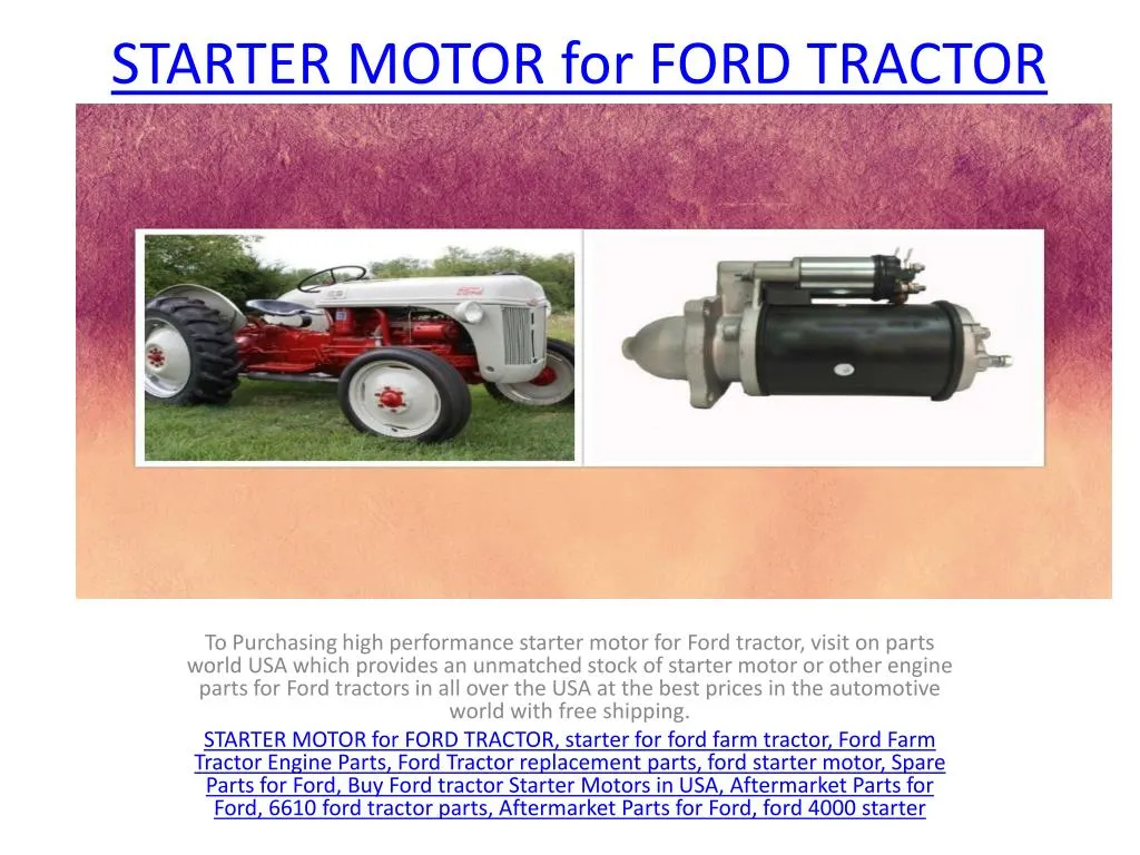 starter motor for ford tractor