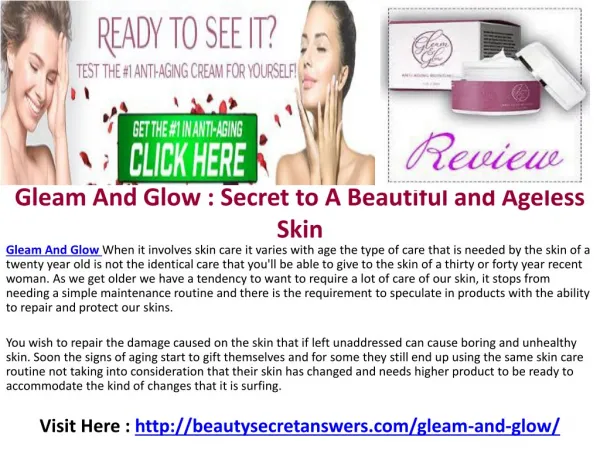 Gleam And Glow Beautifying Skin Cream For All Skin Types!
