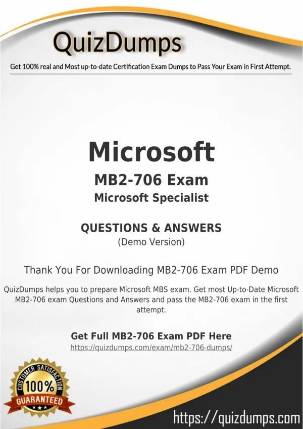 MB2-706 Exam Dumps - Preparation with MB2-706 Dumps PDF [2018]