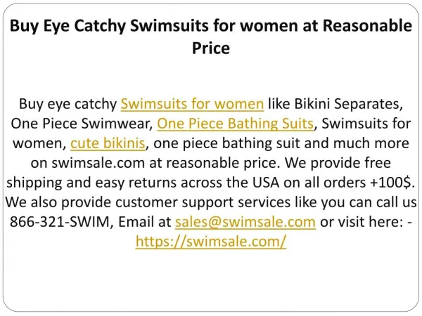 Buy Eye Catchy Swimsuits for women at Reasonable Price