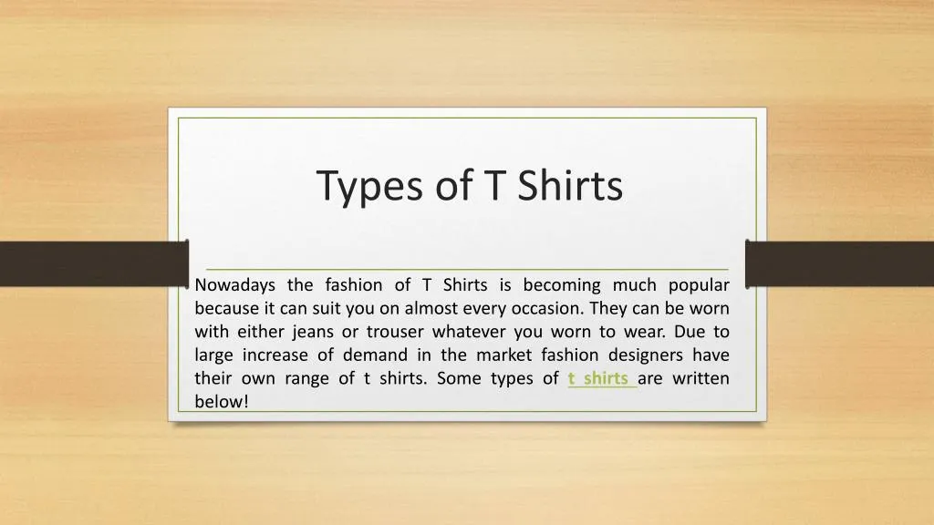 types of t shirts