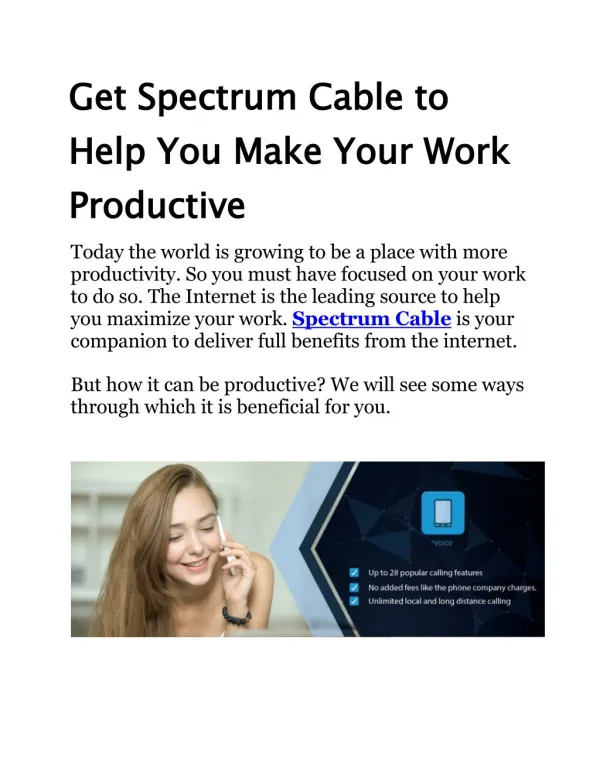 Get Spectrum Cable to Help You Make Your Work Productive