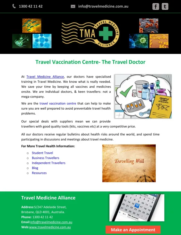 Travel Vaccination Centre- The Travel Doctor