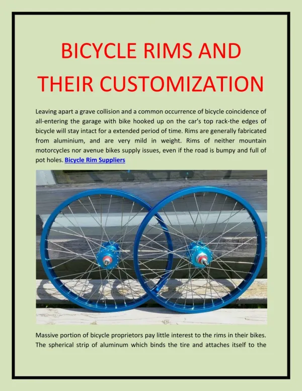 Bike Rims and Their Customization