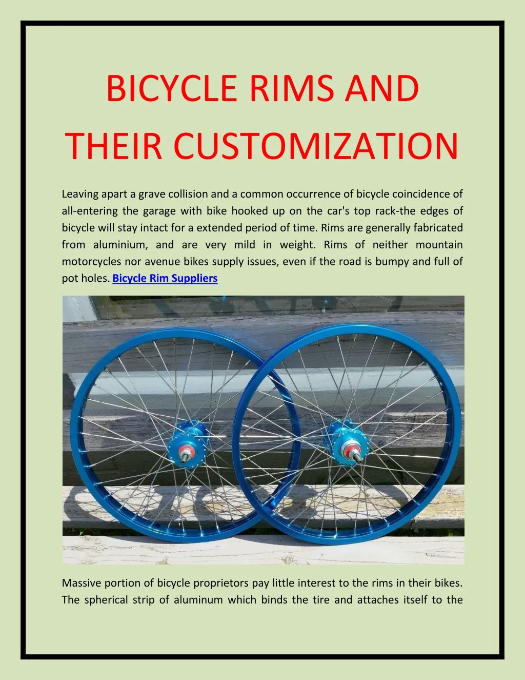 bicycle rims and their customization