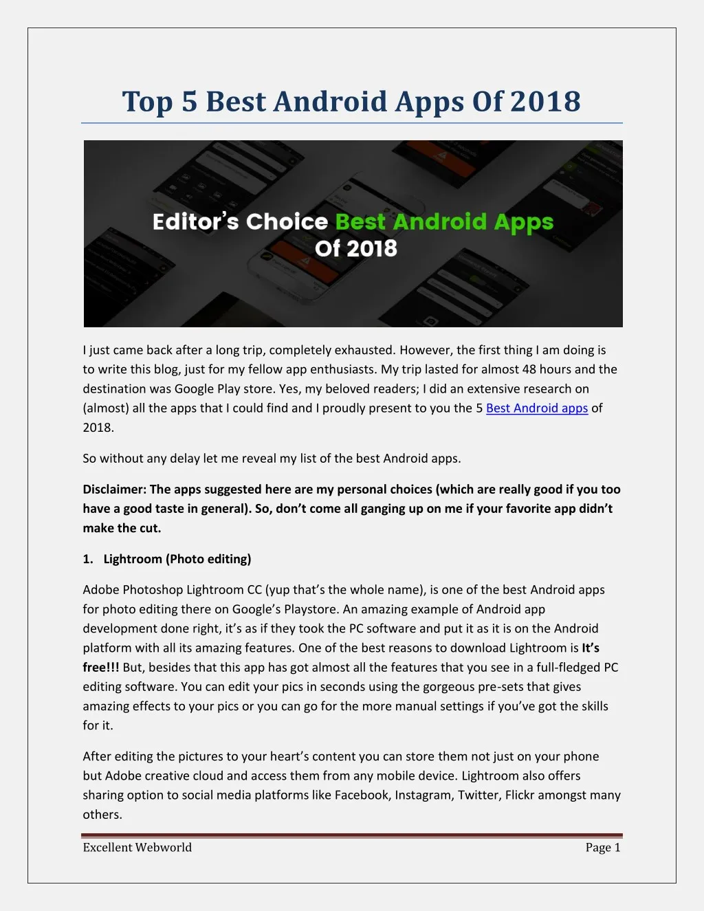 top 5 best android apps of 2018