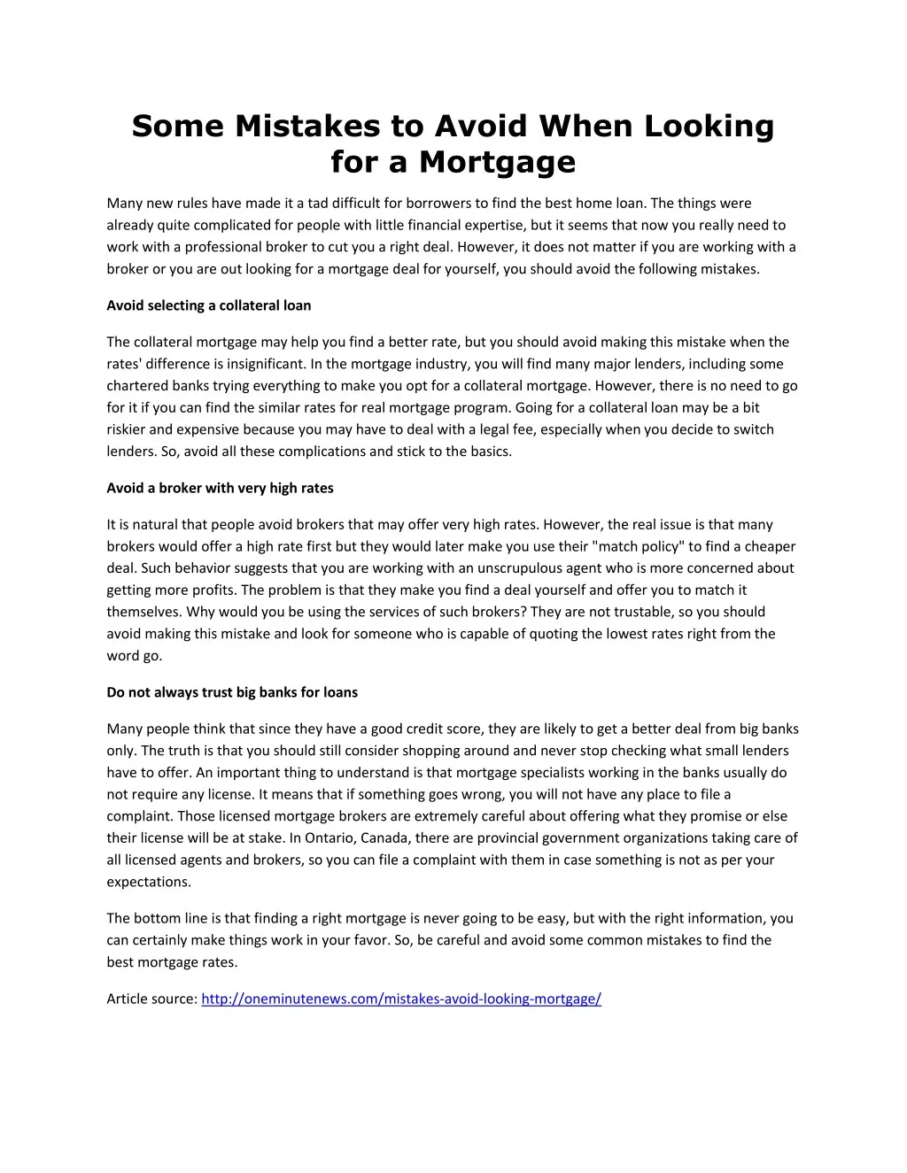 some mistakes to avoid when looking for a mortgage
