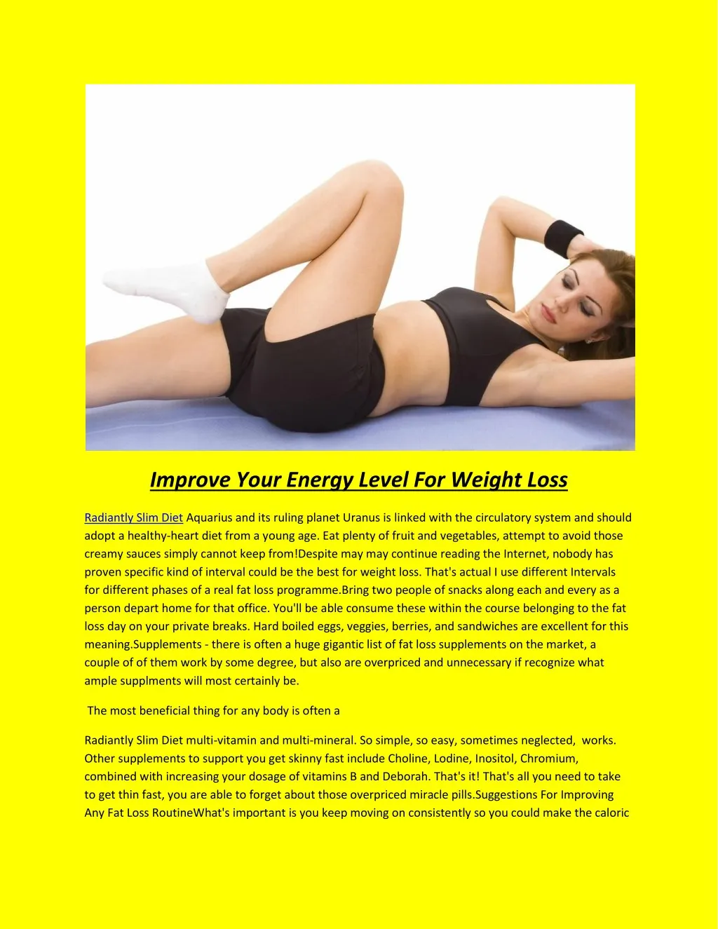 improve your energy level for weight loss