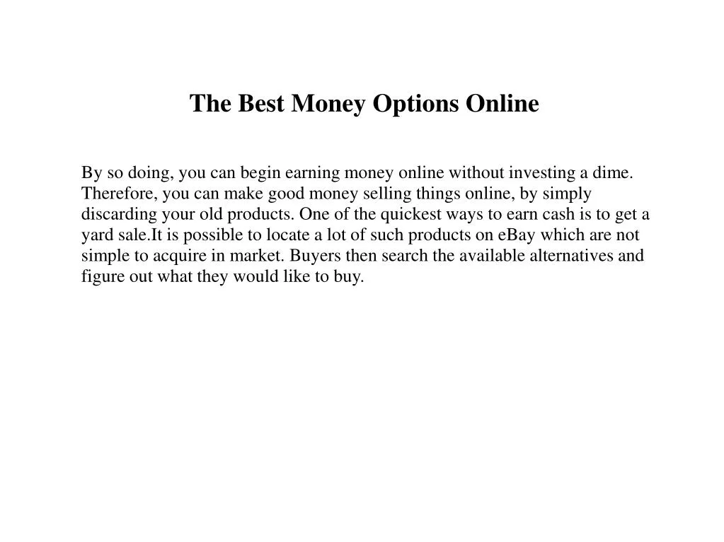 the best money options online