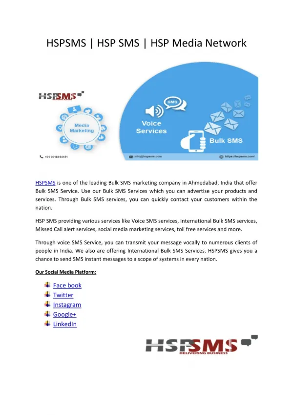 HSPSMS | HSP SMS | HSP Media Network