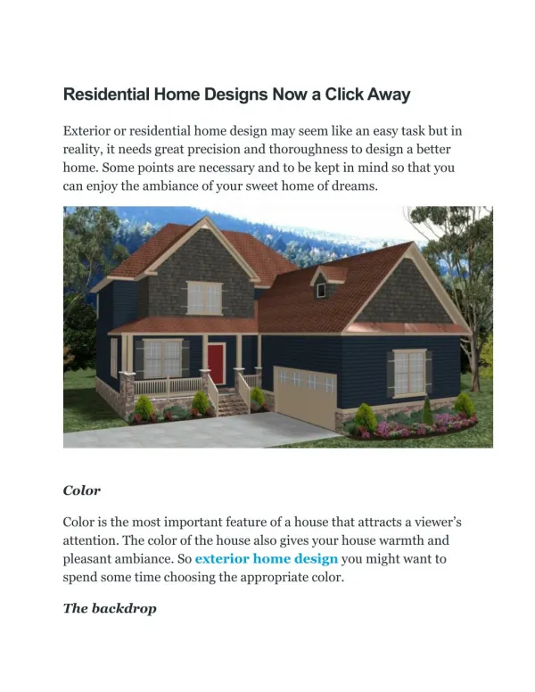 Residential Home Designs Now a Click Away