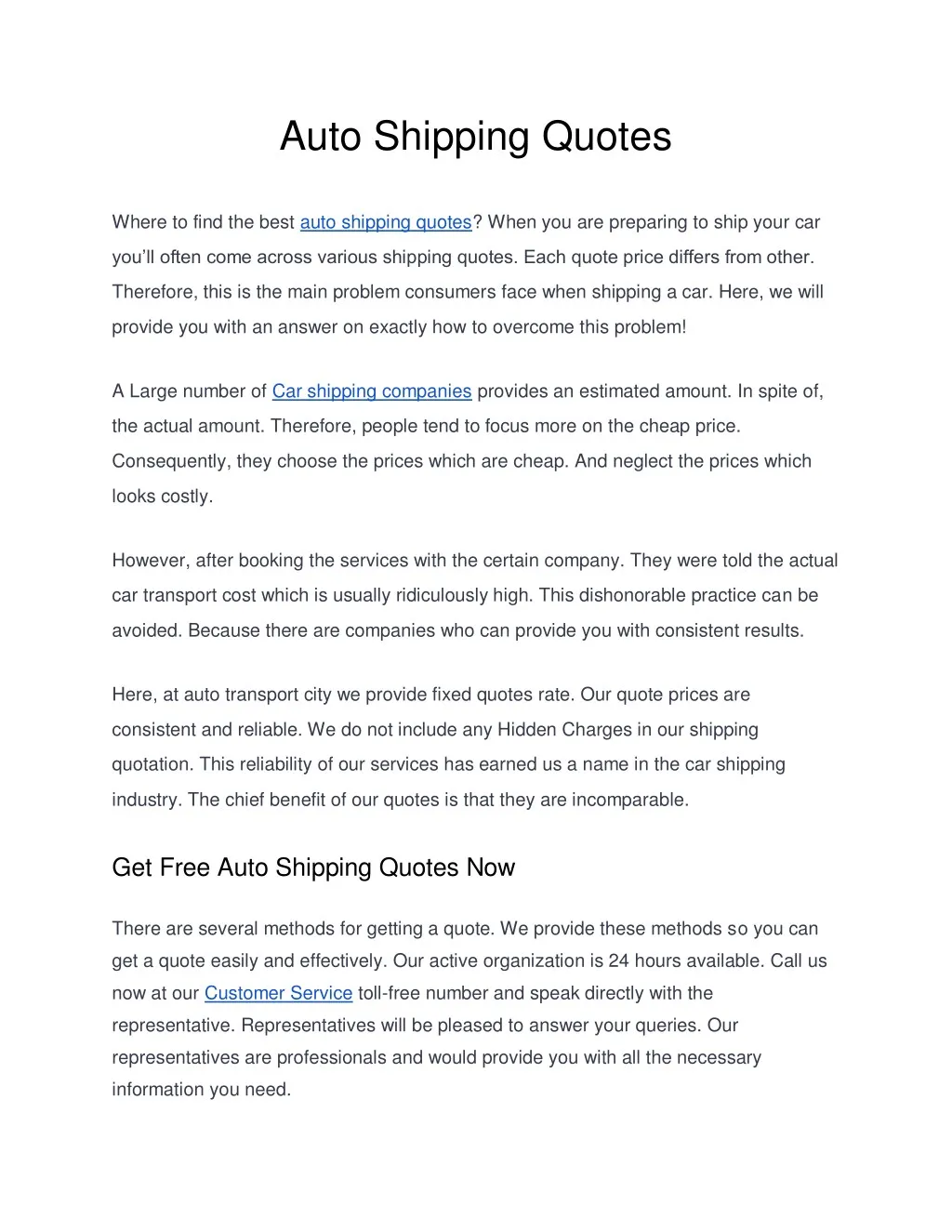 auto shipping quotes