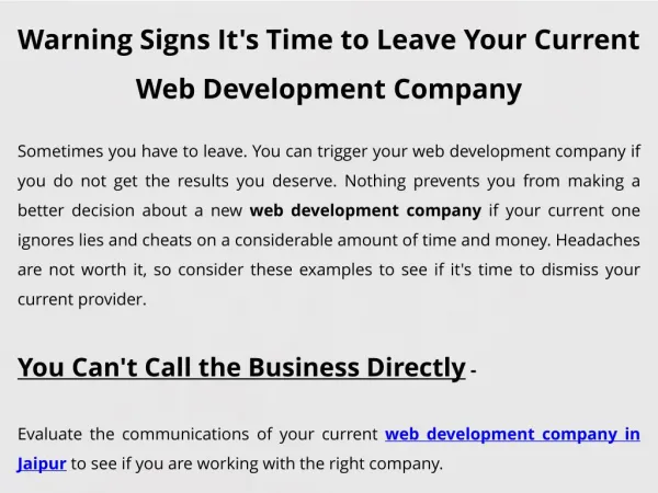 Warning Signs It's Time to Leave Your Current Web Development Company