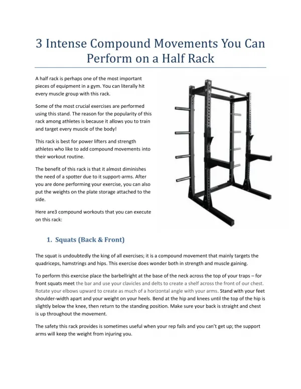 3 Must Try Muscle Building Exercises on a Half Rack