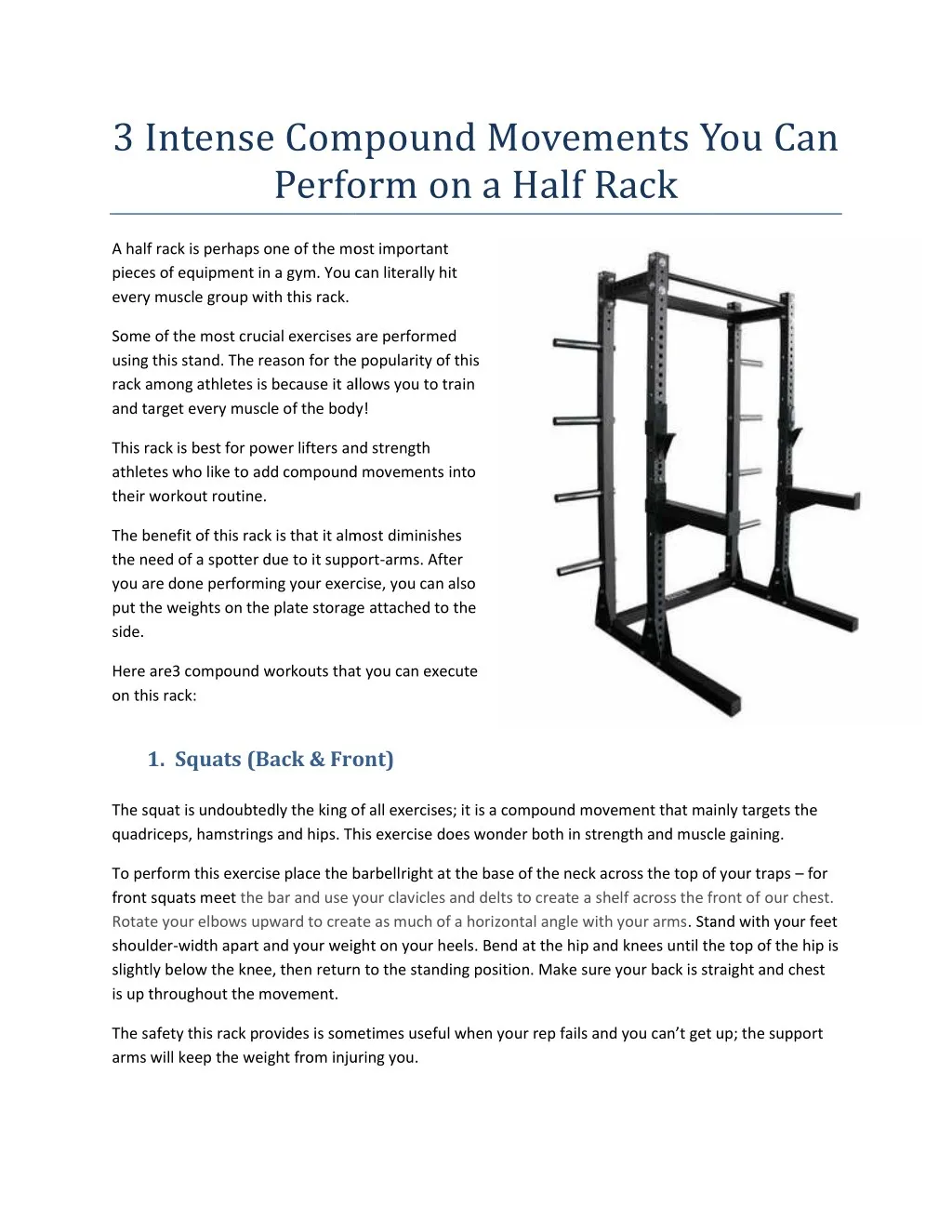 3 intense compound perform on a half rack perform