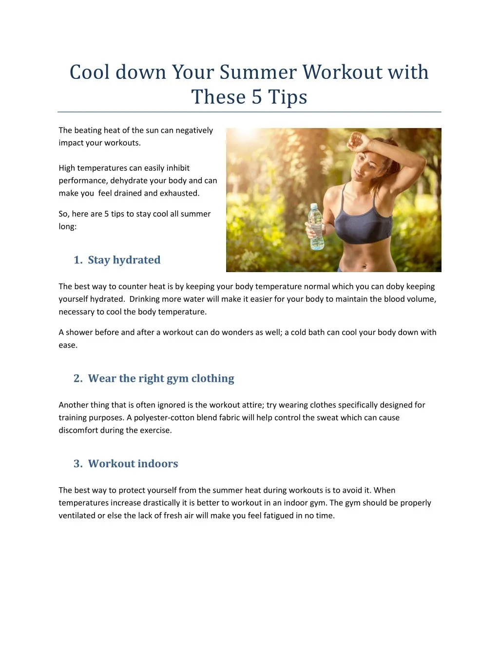 cool down your summer workout with these 5 tips
