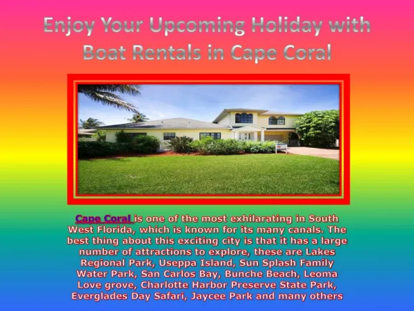 Enjoy Your Upcoming Holiday with Boat Rentals in Cape Coral