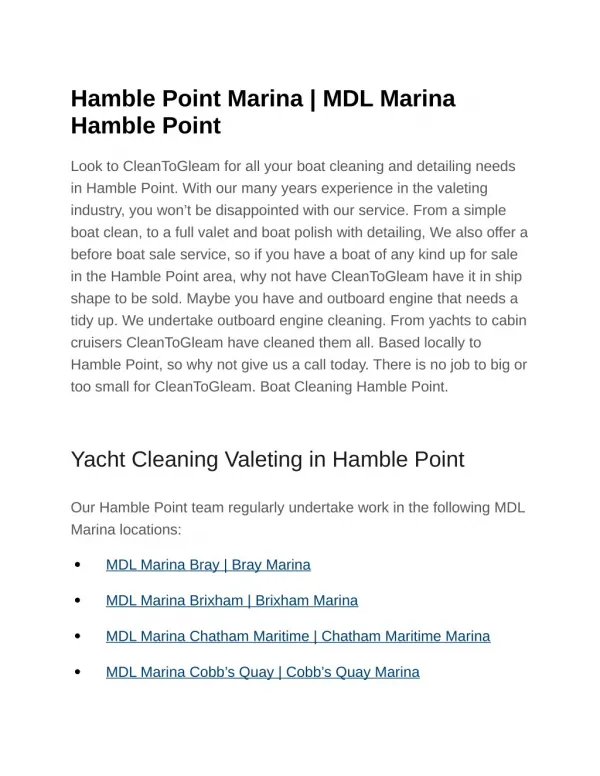Hamble Point Marina | MDL Marina Hamble Point